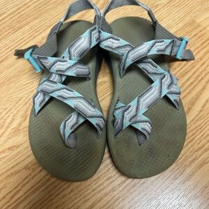 Chaco Strappy Sandals with Gray and Blue Accents